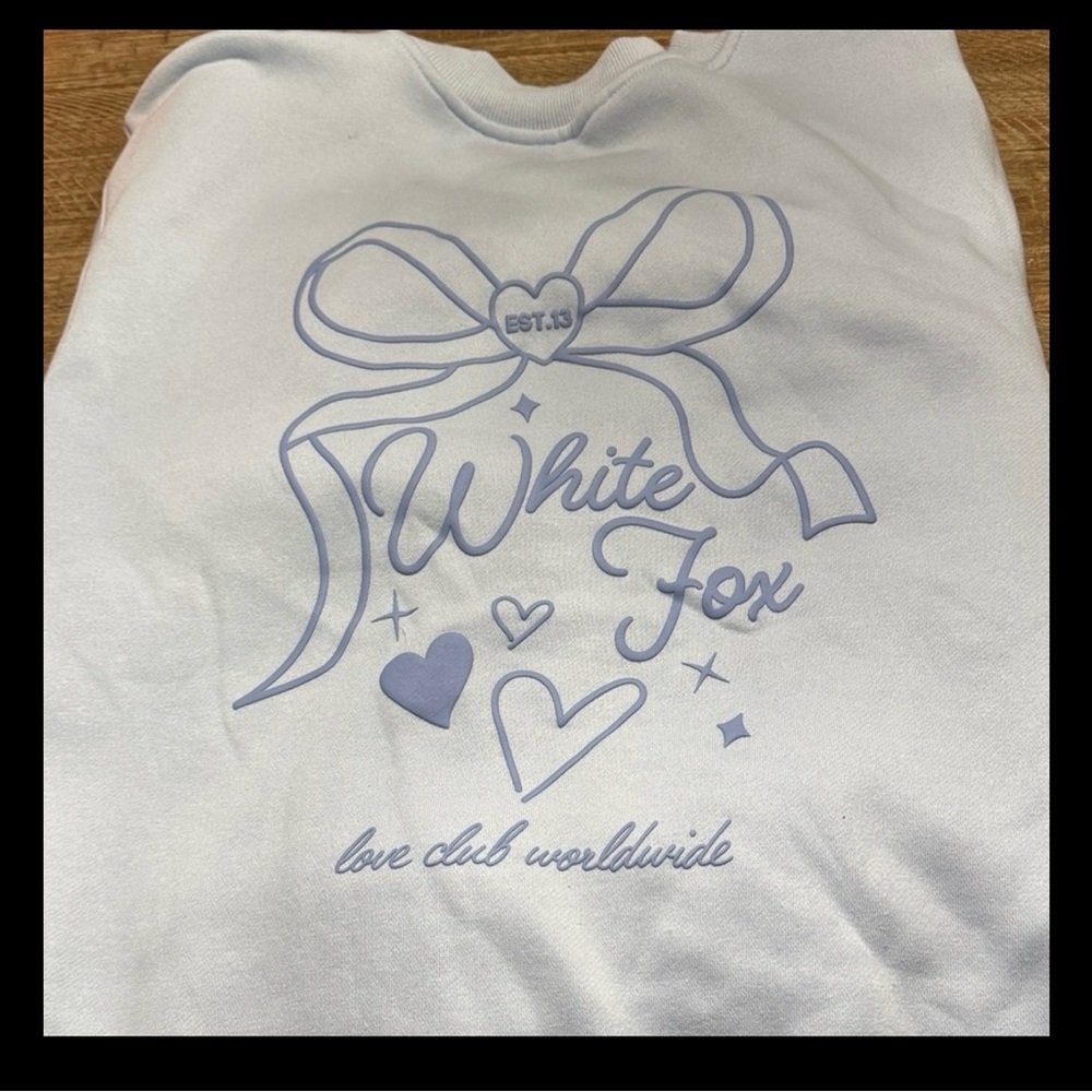 (2 Items) White Fox Boutique Light Blue Crewneck Sweatshirt & Short Set